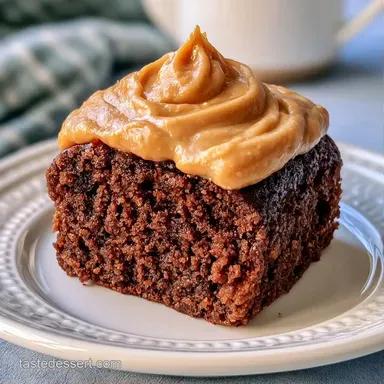 Fudge Chocolate Peanut Butter Cake for 12 Recipe Card