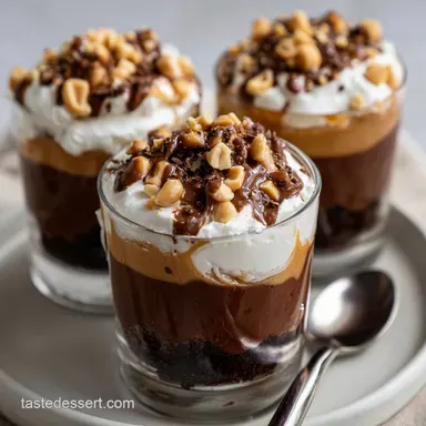 Peanut Butter Brownie Parfaits: Fudgy Creamy Layers Recipe Card