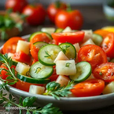 Garden Fresh Cucumber Tomato Salad with a Dill Kick Recipe Card