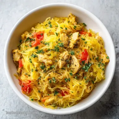 Chicken Spaghetti Squash with Garlic for 4 Servings Recipe Card