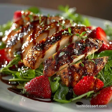 Grilled Chicken Salad with Strawberries and Spinac HoneyBalsamic Dressing Recipe Card