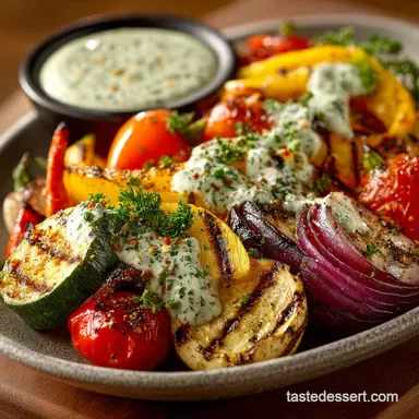Easy Grilled Vegetable Platter with Zesty Yogurt Mint Sauce Recipe Card