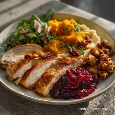 Thanksgiving Plate Food Heartwarming Recipe to Savor with Roasted Turkey Recipe Card