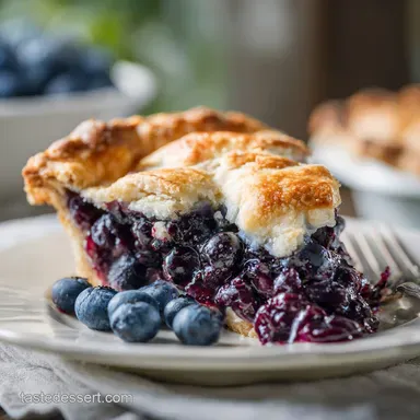 Homemade Blueberry Pie: 8 Serving Recipe with Buttery Crust Recipe Card