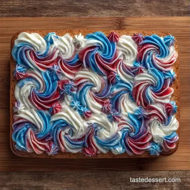 Homemade Patriotic Sheet Cake for 20 Recipe Card