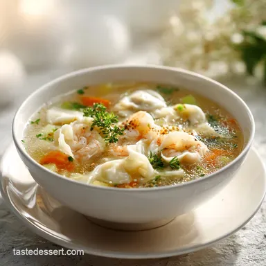 Homemade Wonton Soup with Ginger Infused Pork and Shrimp