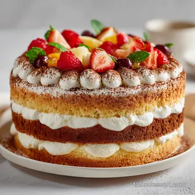 Tiramisu Layer Cake with Mascarpone for 12 Servings Recipe Card