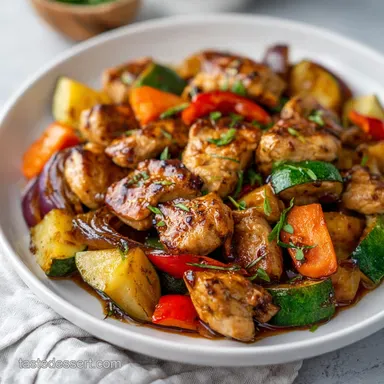 One Pan Honey Garlic Chicken Vegetables for 4 Servings