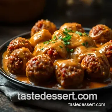 Juicy Meatballs with Rich Gravy presentation
