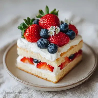 July 4th Party Cake for 12 Servings Recipe Card