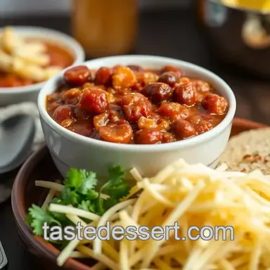 Kickin' Hot Dog Chili presentation