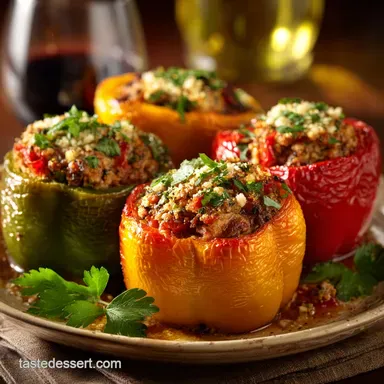 Turkey Stuffed Peppers: Healthy Lean Weeknight Comfort Food Recipe Card