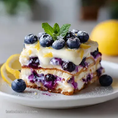 Lemon Blueberry Lasagna: No-Bake Recipe Card