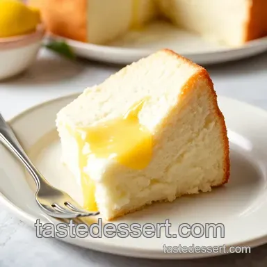 Lemon Cloud Delight: Angel Food Cake with Luscious Lemon Pie Filling presentation