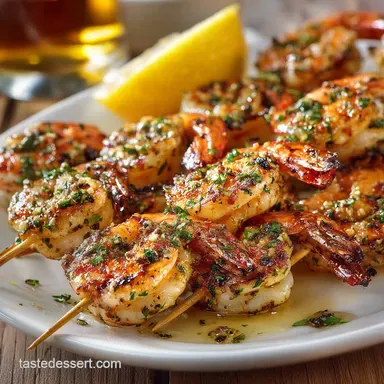 Grilled Shrimp Skewers: Easy Lemon-Garlic Marinade Recipe Recipe Card