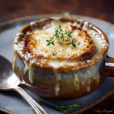 Lightened Up French Onion Soup: Low-Fat Comfort, Full Flavor. Recipe Card