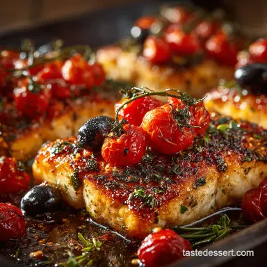 Baked Fish with Cherry Tomatoes My Mediterranean GoTo Recipe Card