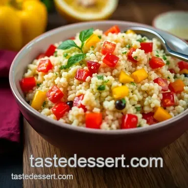 Mediterranean Israeli Couscous Salad presentation
