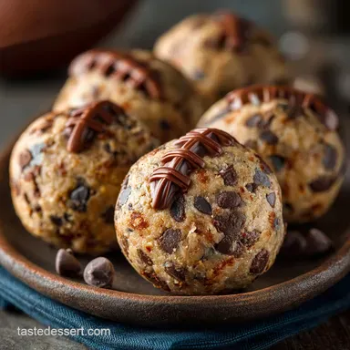 Edible Chocolate Chip Cookie Dough Footballs NoBake Game Day Dessert Recipe Card