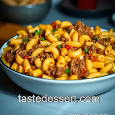 One-Pan Taco Mac and Cheese: A Creamy Tex-Mex Comfort Food Recipe Card