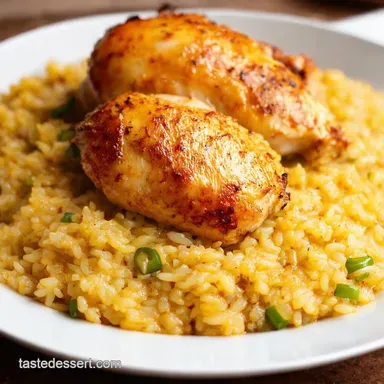 Oven Baked Chicken and Rice Easy OnePan Family Dinner Recipe Card