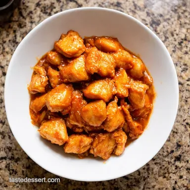 Quick Ground Orange Chicken is made OnePot Fakeaway Recipe Card