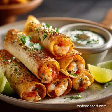 Baked Shrimp Taquitos: Crispy Oven Recipe with Chipotle Lime Crema