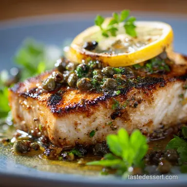Swordfish Recipe: Pan-Seared with Lemon Caper Butter Recipe Card
