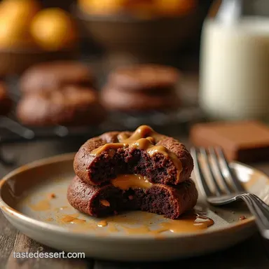 Fudgy Peanut Butter Stuffed Brownie Cookies Recipe Recipe Card
