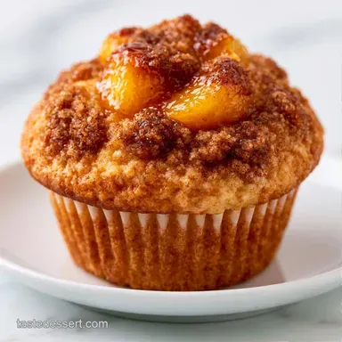 45-Minute Peach Cobbler Muffins Recipe Card