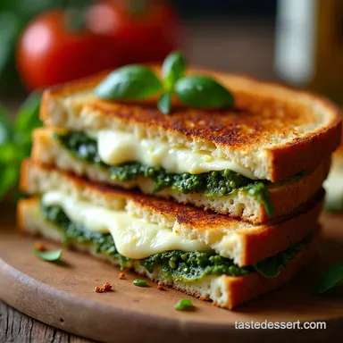 Pesto Mozzarella Grilled Sandwich My Easy Italian Melt Recipe Card