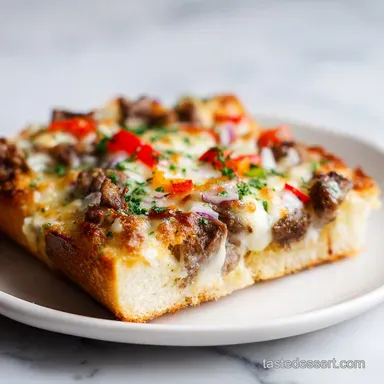Philly Cheesesteak Cheesy Bread in 35 Minutes Recipe Card