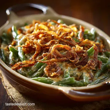 Green Bean Casserole: Homemade Recipe with Crispy Shallots Recipe Card