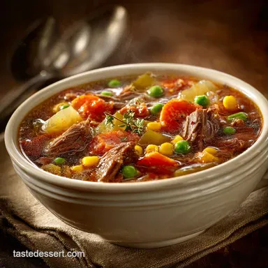 OldFashioned Vegetable Beef Soup: The Proper Sunday Comfort Recipe Recipe Card