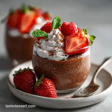 High Protein Chocolate Chia Pudding - Easy & Decadent Recipe Card