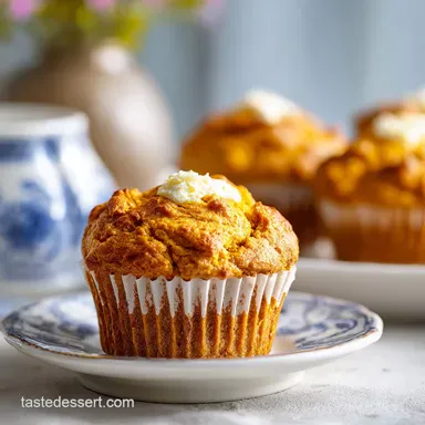 Pumpkin Cream Cheese Muffins with Velvety Center for 12 Servings Recipe Card