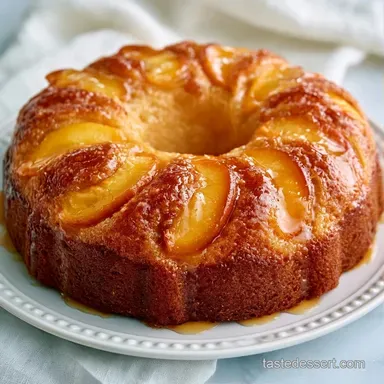 Quick Canned Peach Cake for 12 Servings Recipe Card
