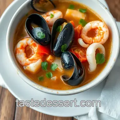 Quick Seafood Soup with Fresh Ingredients presentation