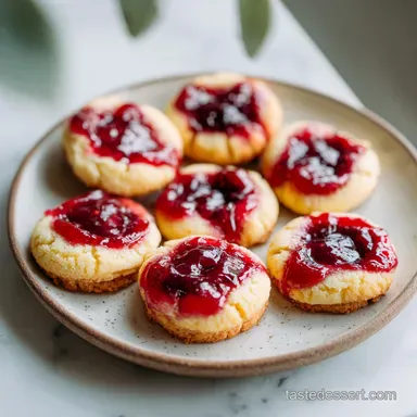 Raspberry Cheesecake Thumbprint Cookies with Creamy Centers Recipe Card
