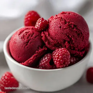 Raspberry Sorbet Recipe in 10 Minutes Recipe Card