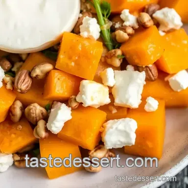 Roast Pumpkin Salad with Feta & Walnuts presentation