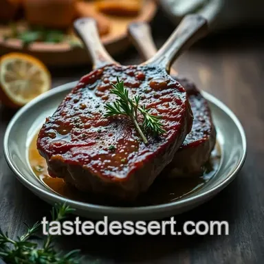 Rosemary-Garlic Butter Basted Lamb Chops presentation