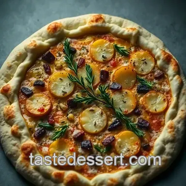 Rustic Potato Pizza with Rosemary and Garlic Oil presentation
