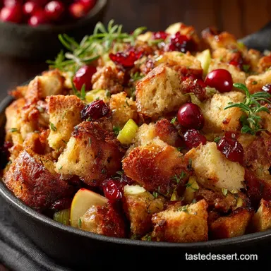 Sausage Apple and Cranberry Stuffing: Awesome 5-Star Holiday Recipe Recipe Card