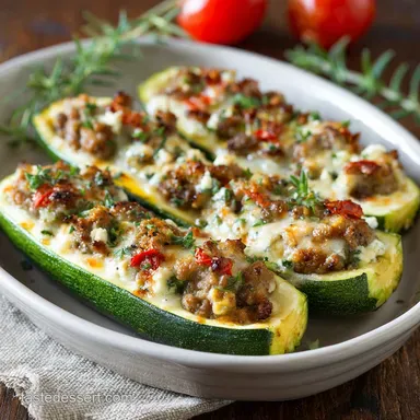 Stuffed Zucchini with Sausage Recipe: Quick Low Carb Zucchini Boats