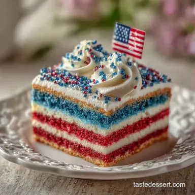 Sheet Pan Flag Cake for 20 Slices Recipe Card