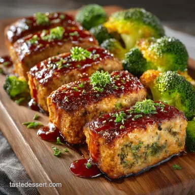 Sheet Pan Turkey Meatloaf and Broccoli Quick Glazed Minis Crispy Veg Recipe Card