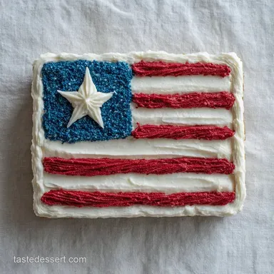 Simple Flag Cake Design for 16 Servings Recipe Card