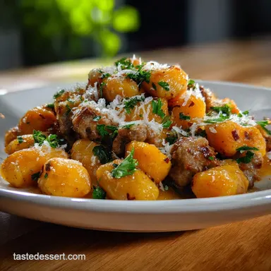 One Skillet Butternut Squash Gnocchi with Italian Sausage Recipe Card