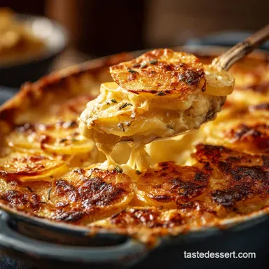 Skinny Scalloped Potato Gratin: Reduced-Fat Ultra-Creamy Casserole Recipe Card
